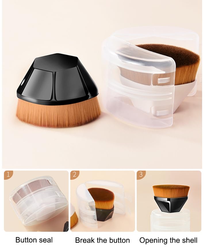 AKOAK 1 Pack Magic Foundation Makeup Brush - Portable Professional Liquid & Cream Foundation Blending Brush with Storage Case | Perfect for Flawless Airbrush Finish & Everyday Makeup Application