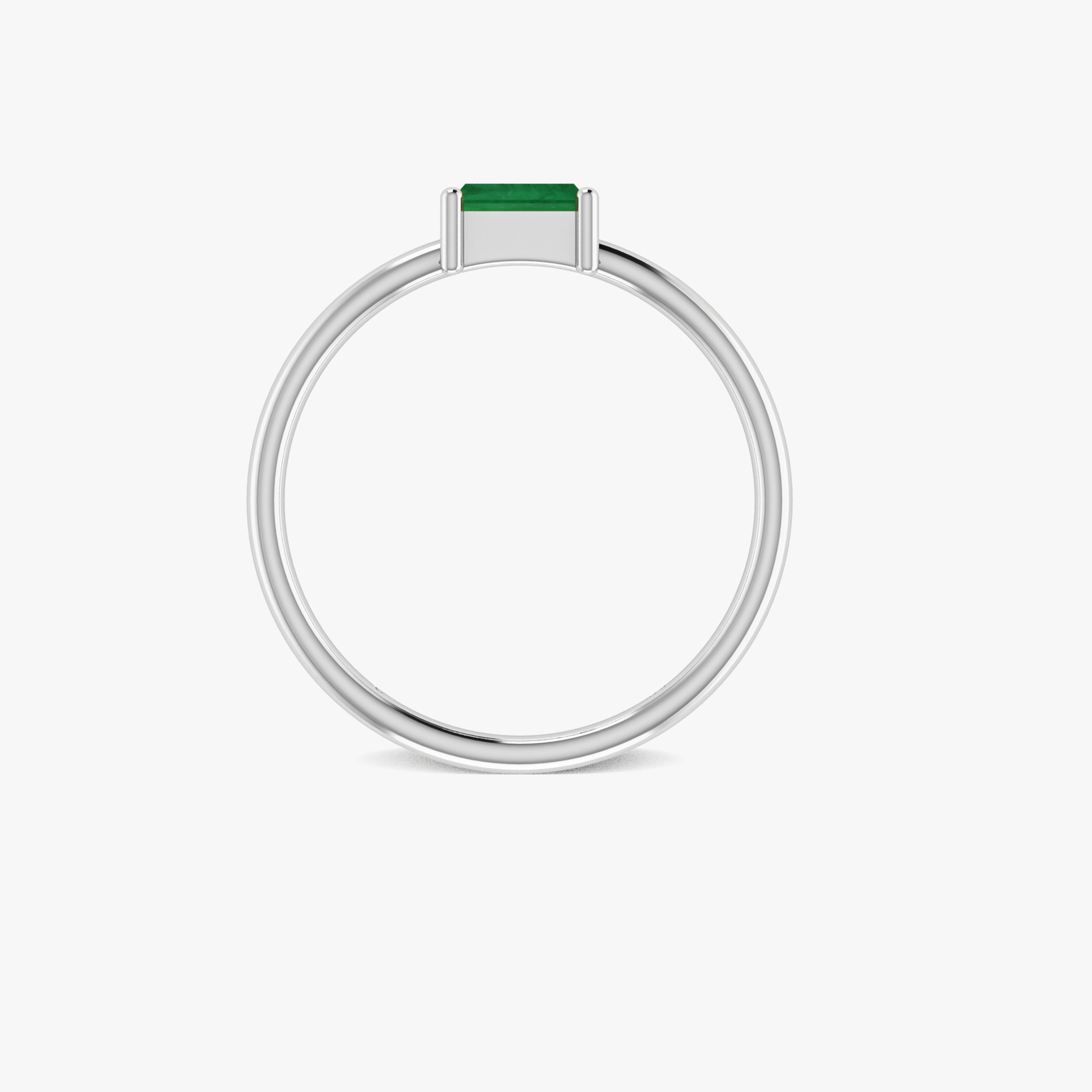 Emerald Green Baguette Gemstone Ring - Minimalist Elegant Jewelry for Women, Perfect for Weddings, Parties & Everyday Wear