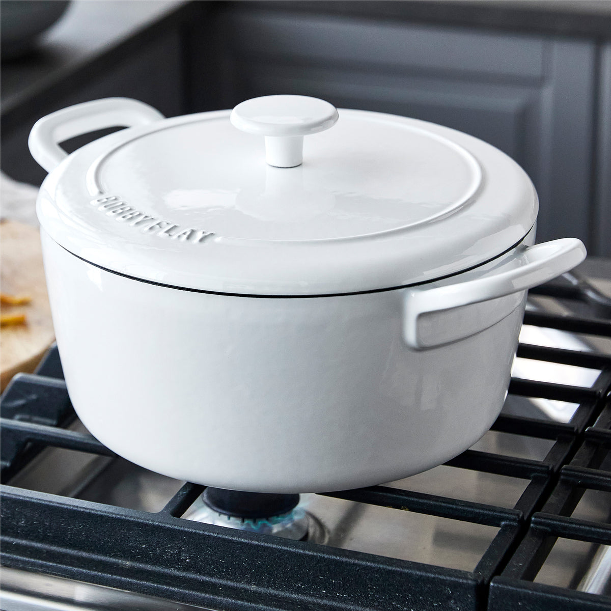 Bobby Flay by GreenPan 5.5 Quart Enameled Cast Iron Dutch Oven | Ivory | Premium Cookware for Braising, Stewing & Baking | Perfect for Home Chefs & Professional Kitchens
