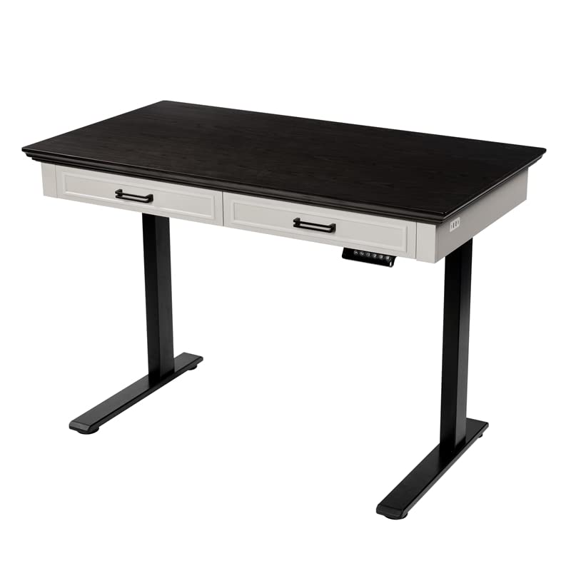 Adjustable Height Standing Desk in Olive Dark Brown - Ergonomic Wooden Home Office Desk for Work, Study & Gaming