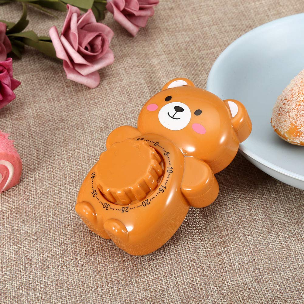 Cute Bear Mechanical Kitchen Timer - Manual Alarm for Cooking & Baking