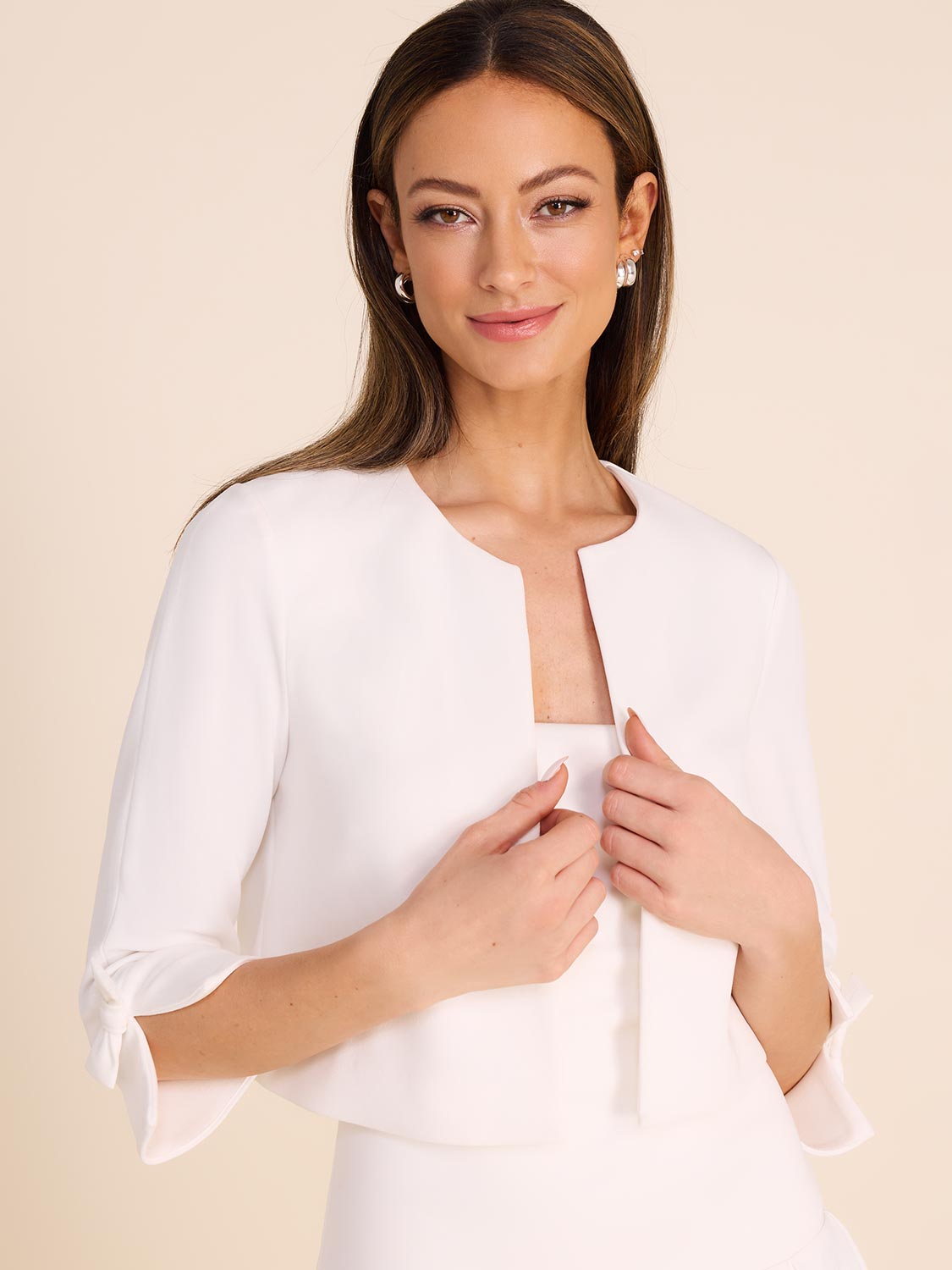 Elegant 3/4 Sleeve Bolero Shrug - Women's Lightweight Knit Cardigan for Weddings, Parties & Office Wear