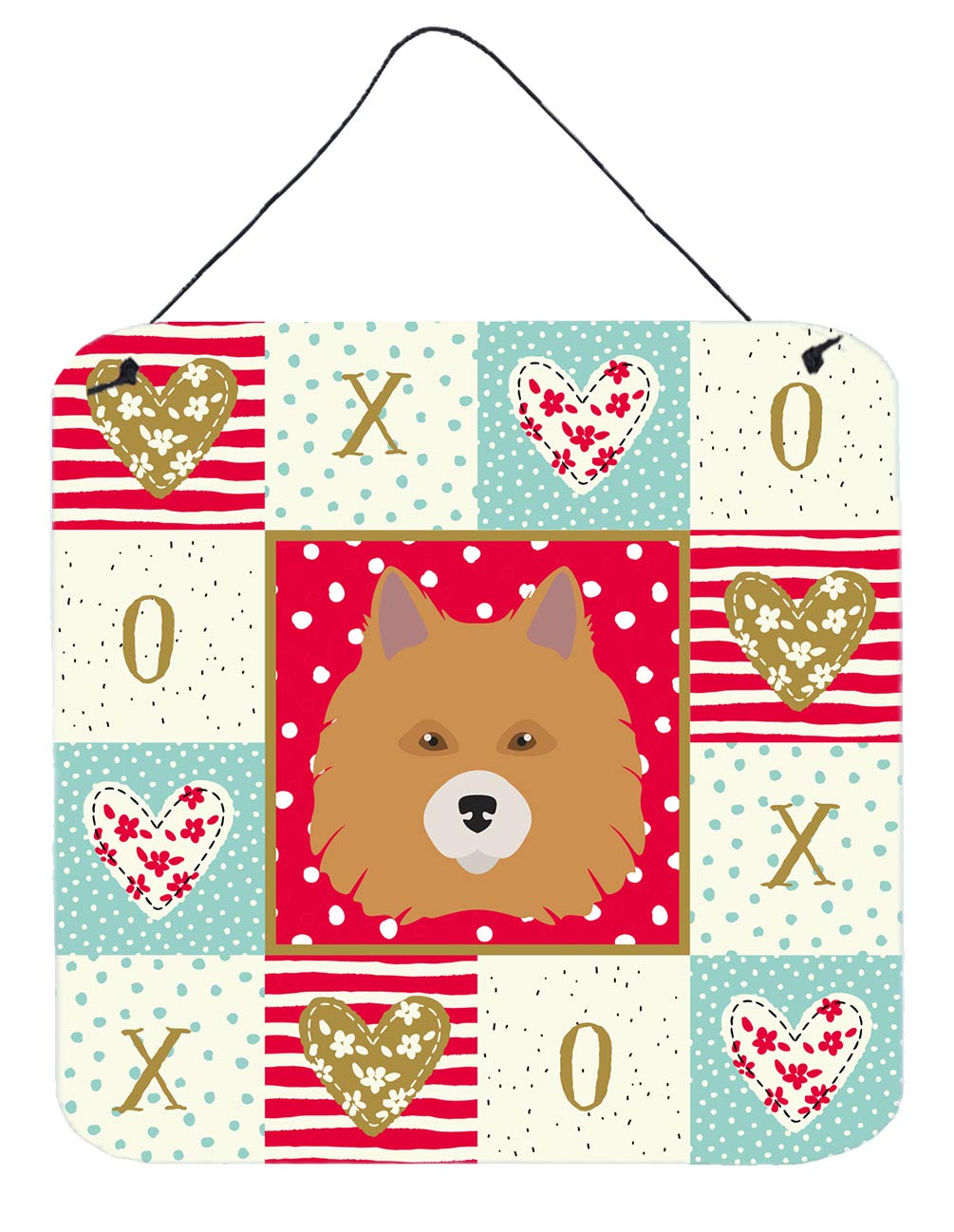 Caroline's Treasures CK5196DS66 'Elo Dog Love' Red Aluminum Metal Wall Decor - 6x6 Inch Multicolor Hanging Sign for Kitchen, Bar, Bathroom & Home - Perfect for Pet Lovers & Rustic Farmhouse Style