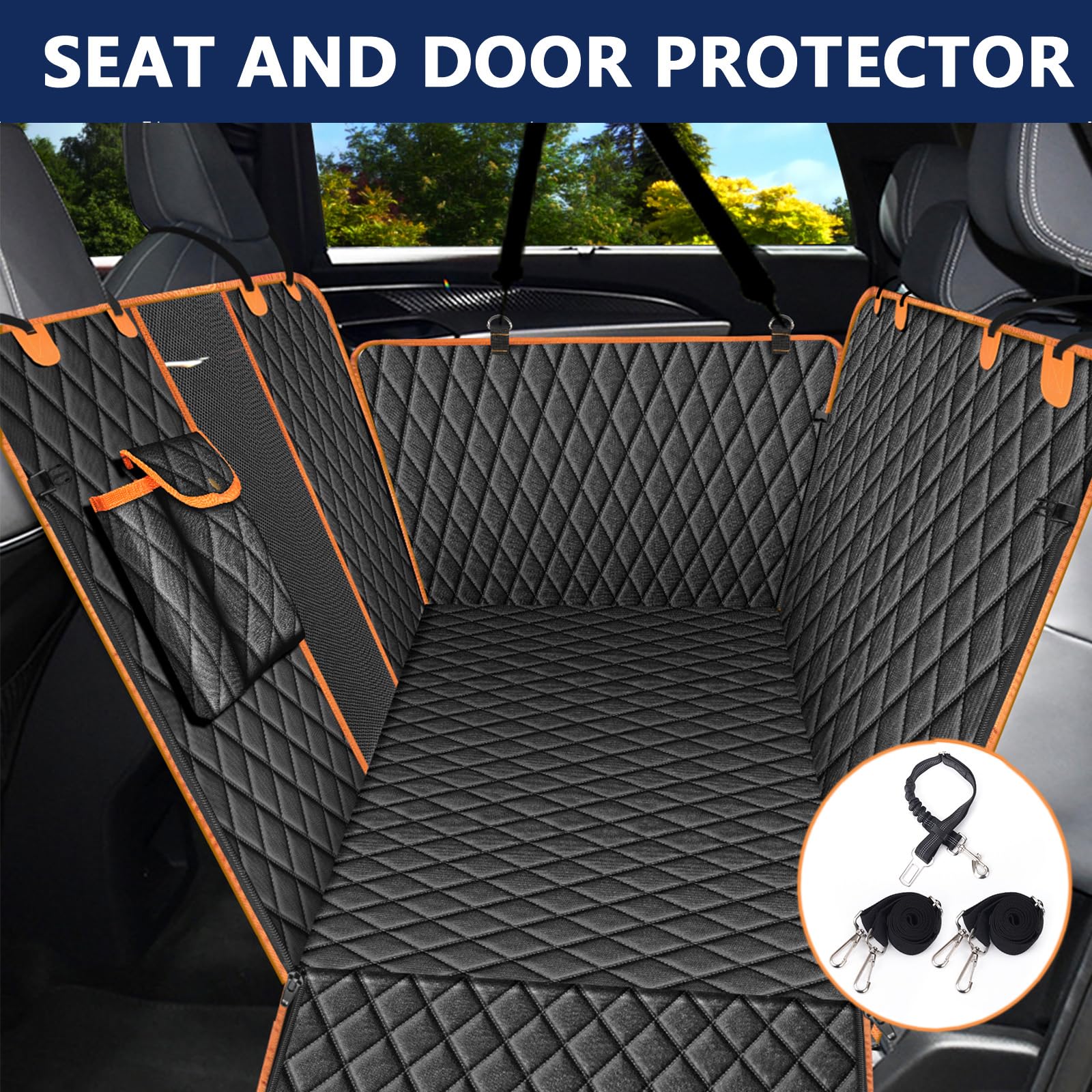 Waterproof Dog Car Seat Cover for Back Seat - Durable Pet Hammock & Seat Protector with Safety Belt | Ideal for Cars, Trucks & SUVs | Perfect for Travel, Daily Commute & Outdoor Adventures with Your Dog