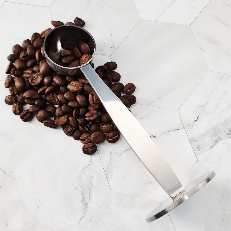 Premium Stainless Steel Coffee Scoop & Tamper - 2-in-1 Portable Measuring Spoon for Espresso, French Press & Pour Over Coffee - Perfect for Home Baristas & Coffee Shops