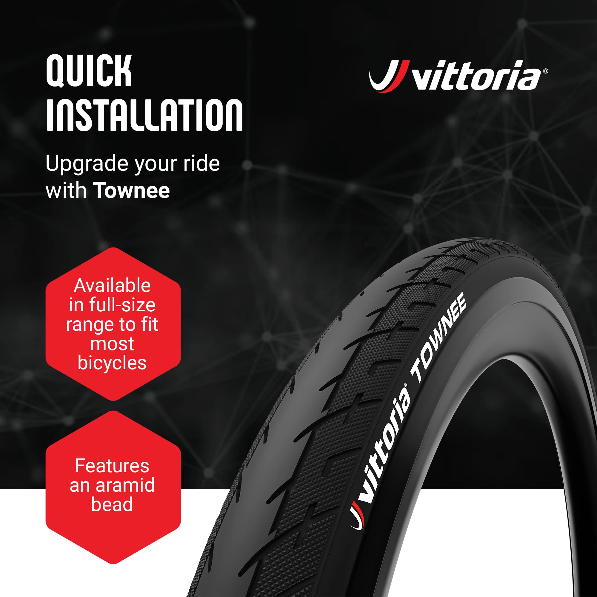 Vittoria Townee Road Bike Tire - Hybrid Bicycle Tires for Commuting, Casual Riding & Courier Work | Durable, Puncture-Resistant for Urban & Suburban Cycling