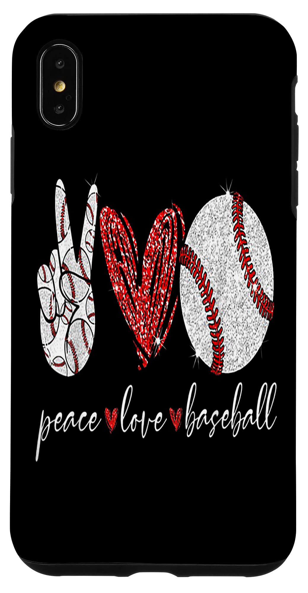 iPhone XS Max Protective Case - Durable Shockproof Cover with 'Hit Hard Run Fast Turn Left Peace Love Baseball' Design | Perfect for Baseball Fans & Sports Enthusiasts