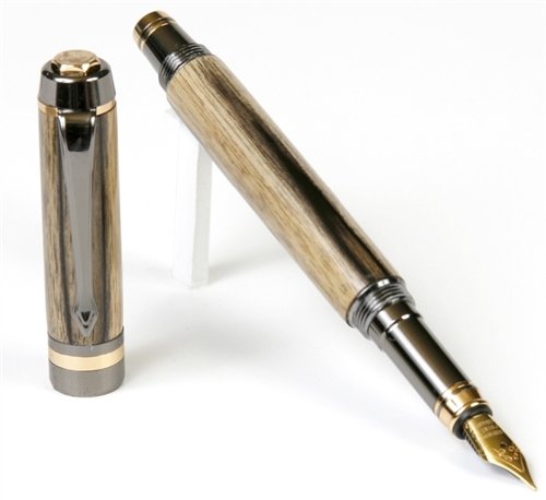 Premium Lanier Elite Fountain Pen in Gun Metal Finish with Black & White Ebony Wood - Luxury Writing Instrument for Professionals, Gifts & Collectors - Perfect for Office, Signatures & Calligraphy
