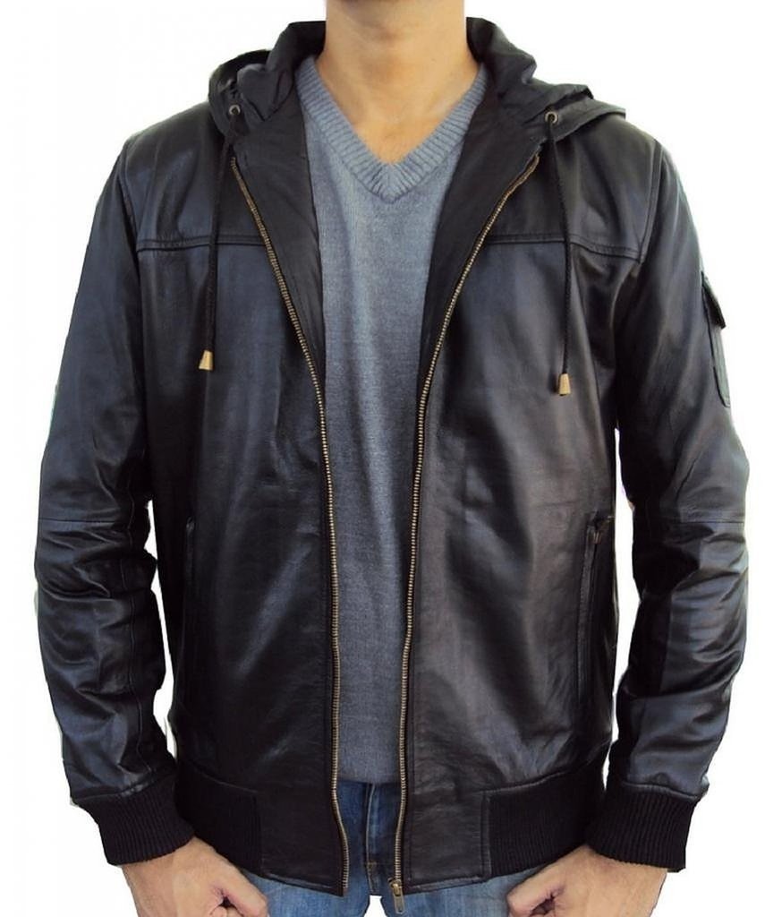 Premium Men's German Navy Cowhide Leather Pea Coat Biker Jacket C715 - Stylish Motorcycle Riding & Winter Outerwear for Men