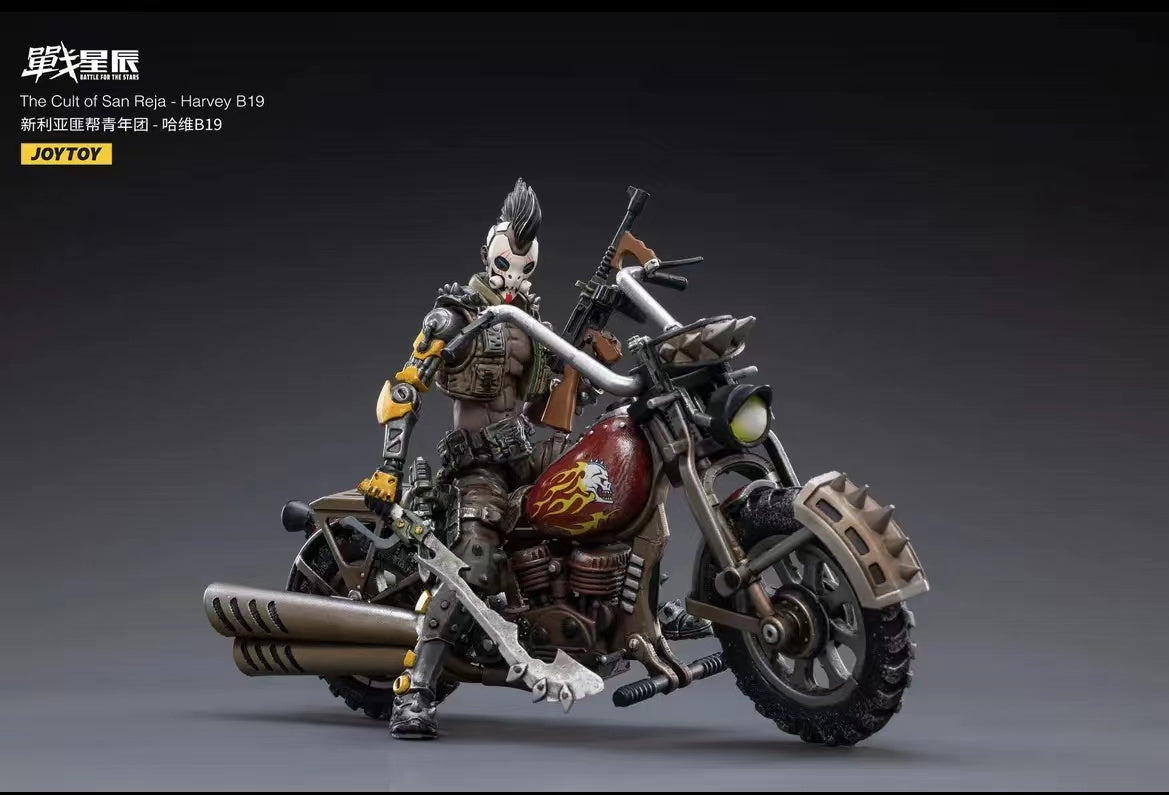 JOYTOY 1/18 Scale Motorcycle Model - The Cult of San Reja Harvey B19 Action Figure for Collectors | Perfect for Display, Gifts, and Role-Playing Scenes