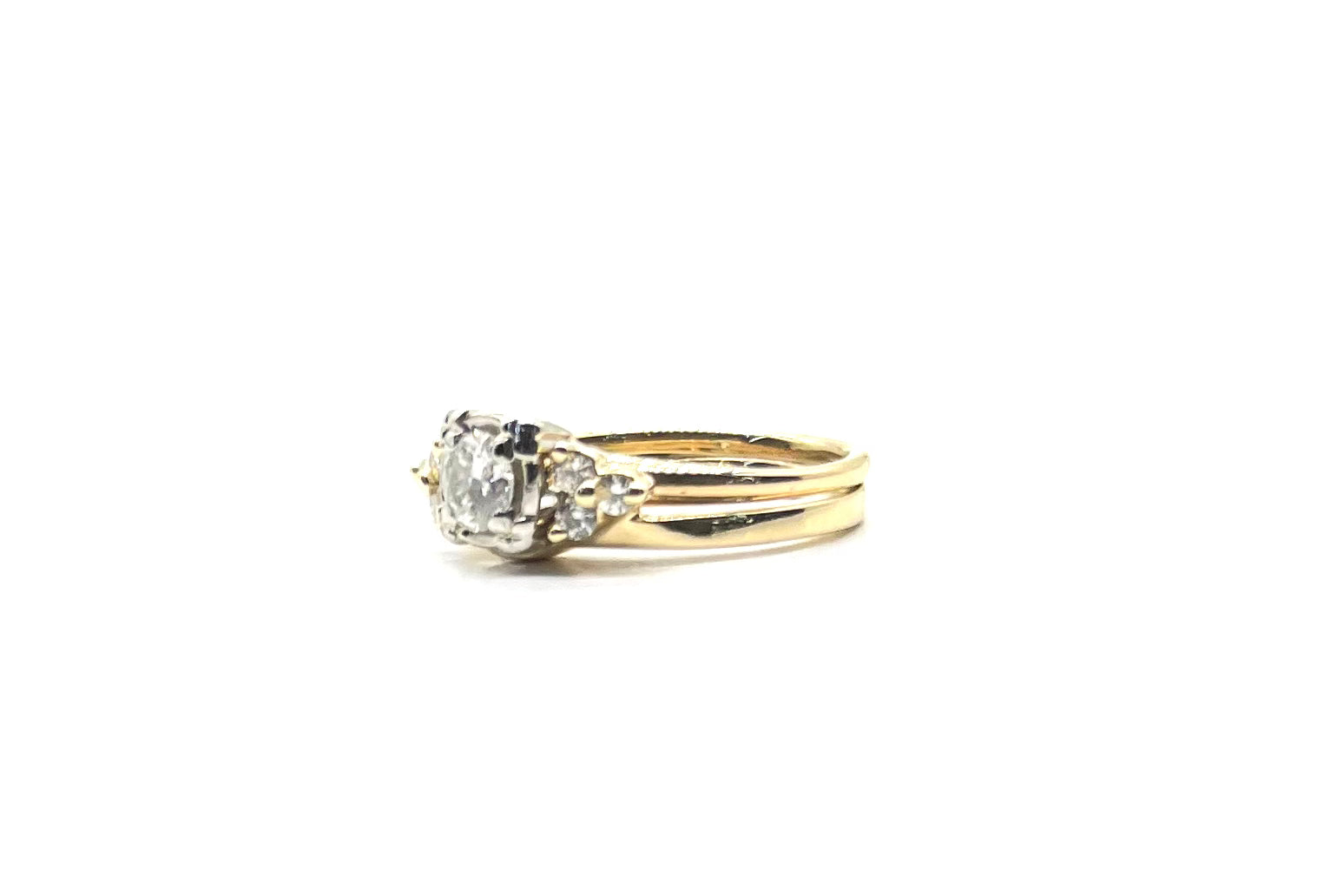 Vintage Diamond Wedding Ring Set - 14K White Gold Bridal Engagement Band & Matching Eternity Band - Perfect for Proposals, Anniversaries & Special Occasions