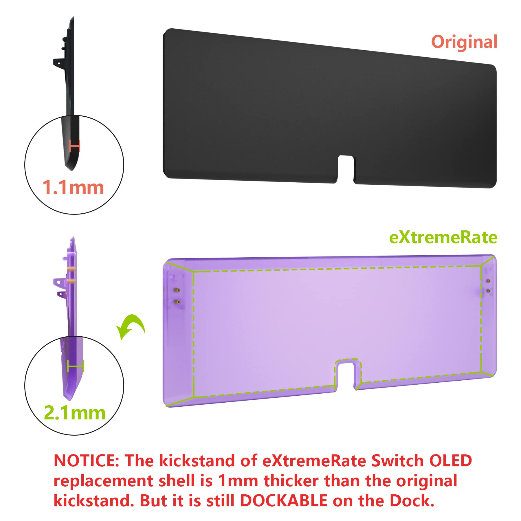 eXtremeRate DIY Full Set Shell for Nintendo Switch OLED - Replacement Console Back Plate & Kickstand, Custom Controller Housing with Full Set Buttons - Clear Atomic Purple | Perfect for Gaming Enthusiasts & DIY Modders