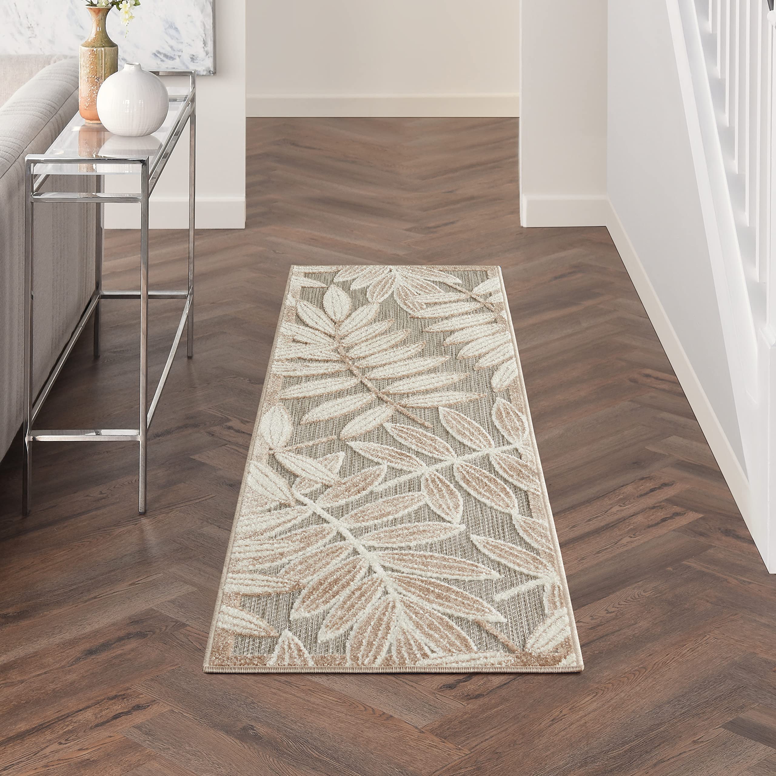 Nourison Aloha 2' x 6' Indoor/Outdoor Area Rug - Natural Fiber, Easy to Clean, Non-Shedding for Living Room, Bedroom, Dining Room, Deck, Patio & Backyard | Perfect for High-Traffic Areas & Outdoor Entertaining