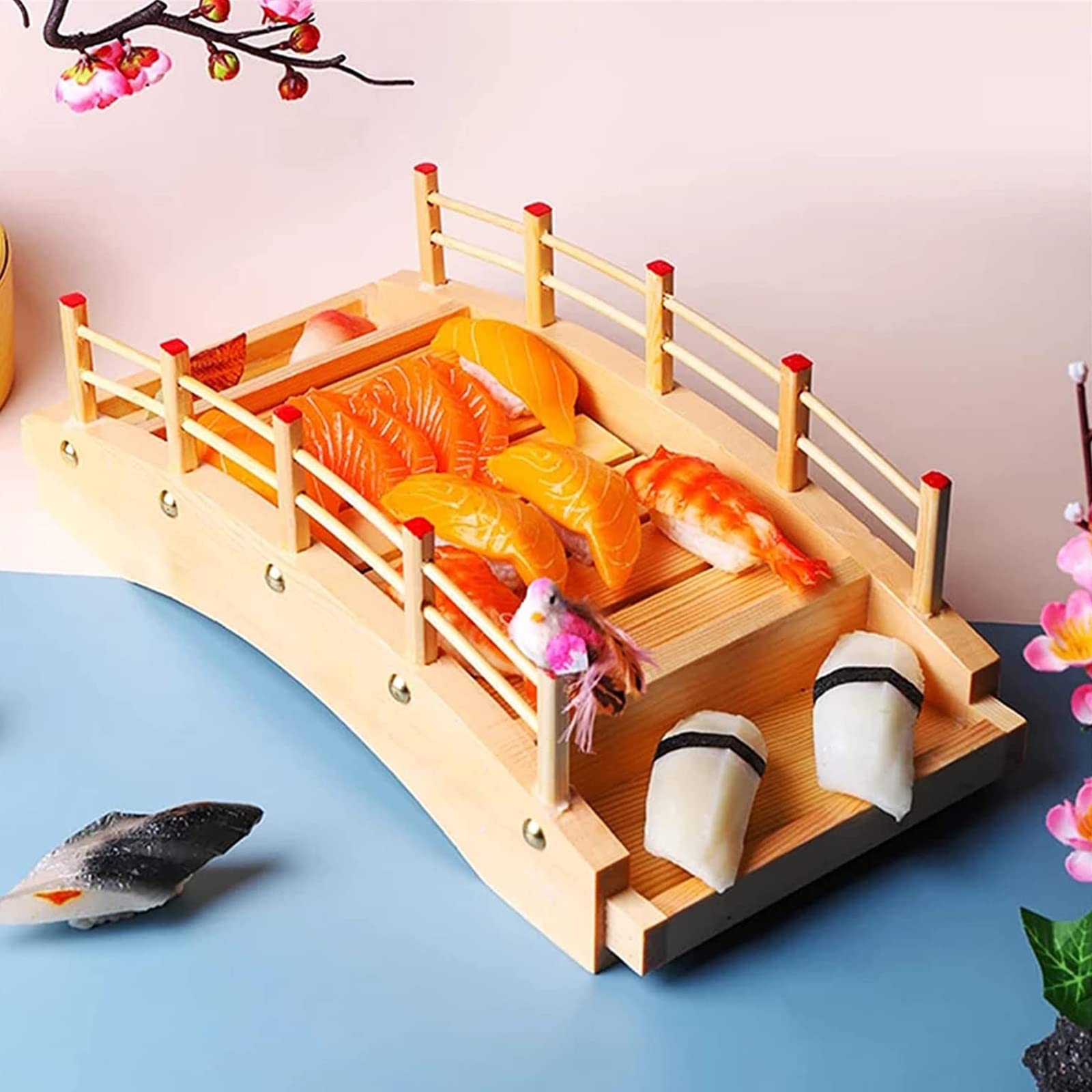 Wooden Sushi Boat Serving Tray - 15 Inch Traditional Japanese Sushi Platter for Home Dining, Parties & Gifts - Perfect for Sushi Lovers, Entertaining & Asian Cuisine Presentation (38cm/15in)