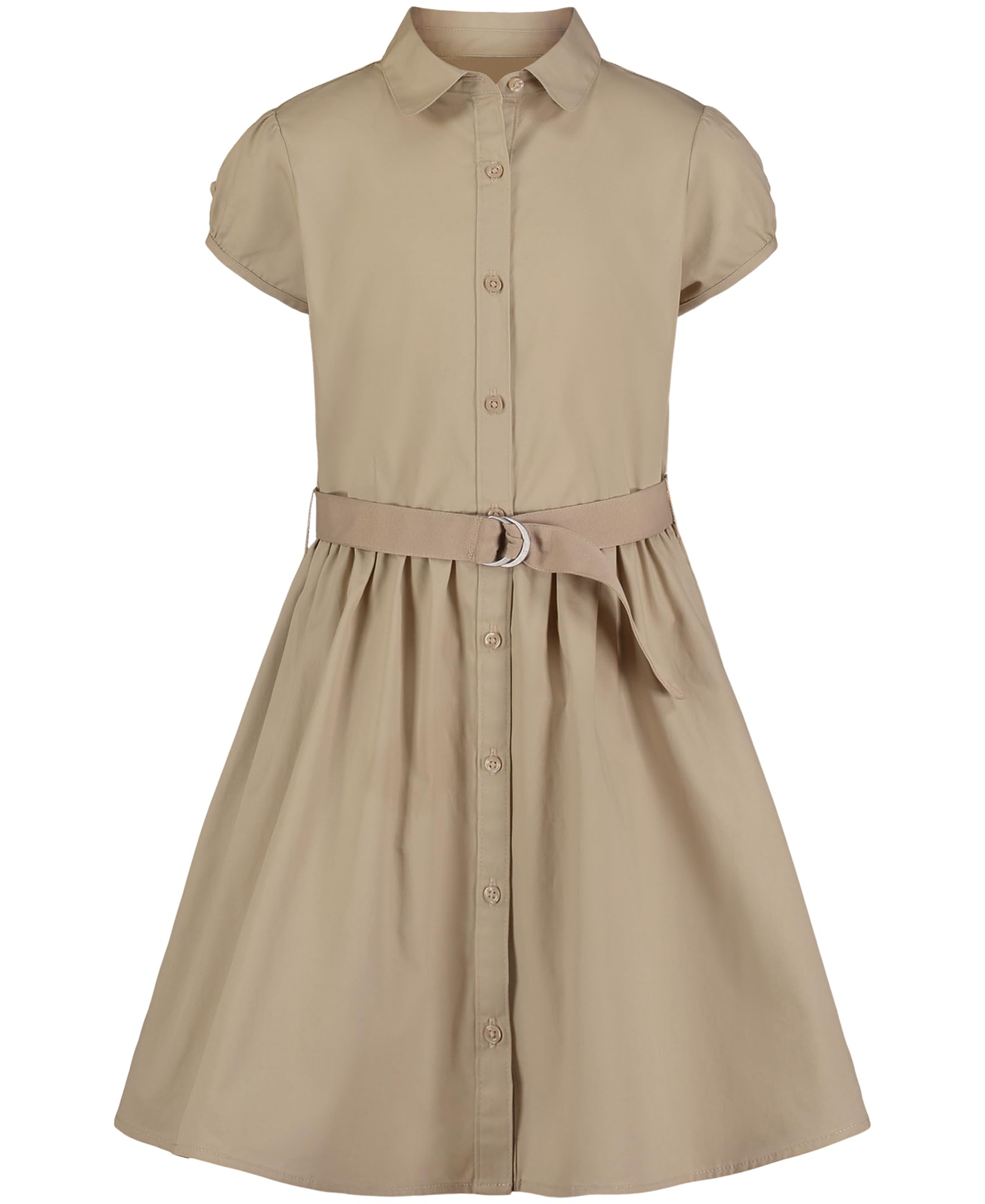 Nautica Girls' School Uniform Short Sleeve Shirtdress - Classic Plaid Dress for School, Church & Special Occasions