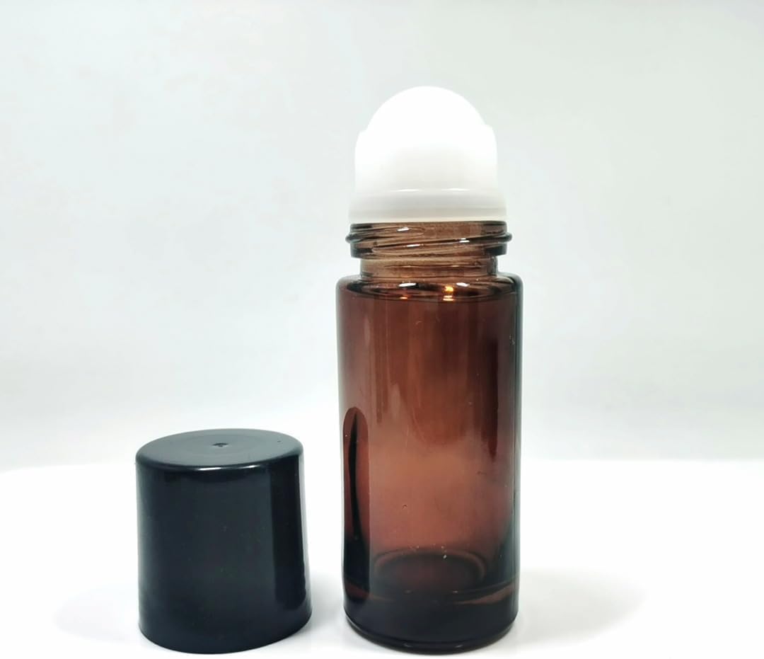 2Pcs 50ml Brown Glass Essential Oil Roller Bottles - Refillable Roll On Bottles for Aromatherapy, Perfume & DIY Skincare - Perfect for Travel, Home Use & Gifts