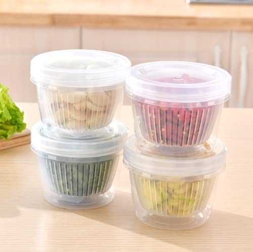 Fresh Food Storage Containers 4PCS - Kitchen Refrigerator Organizer for Onion, Ginger, Garlic & Veggies - Airtight & Food Grade