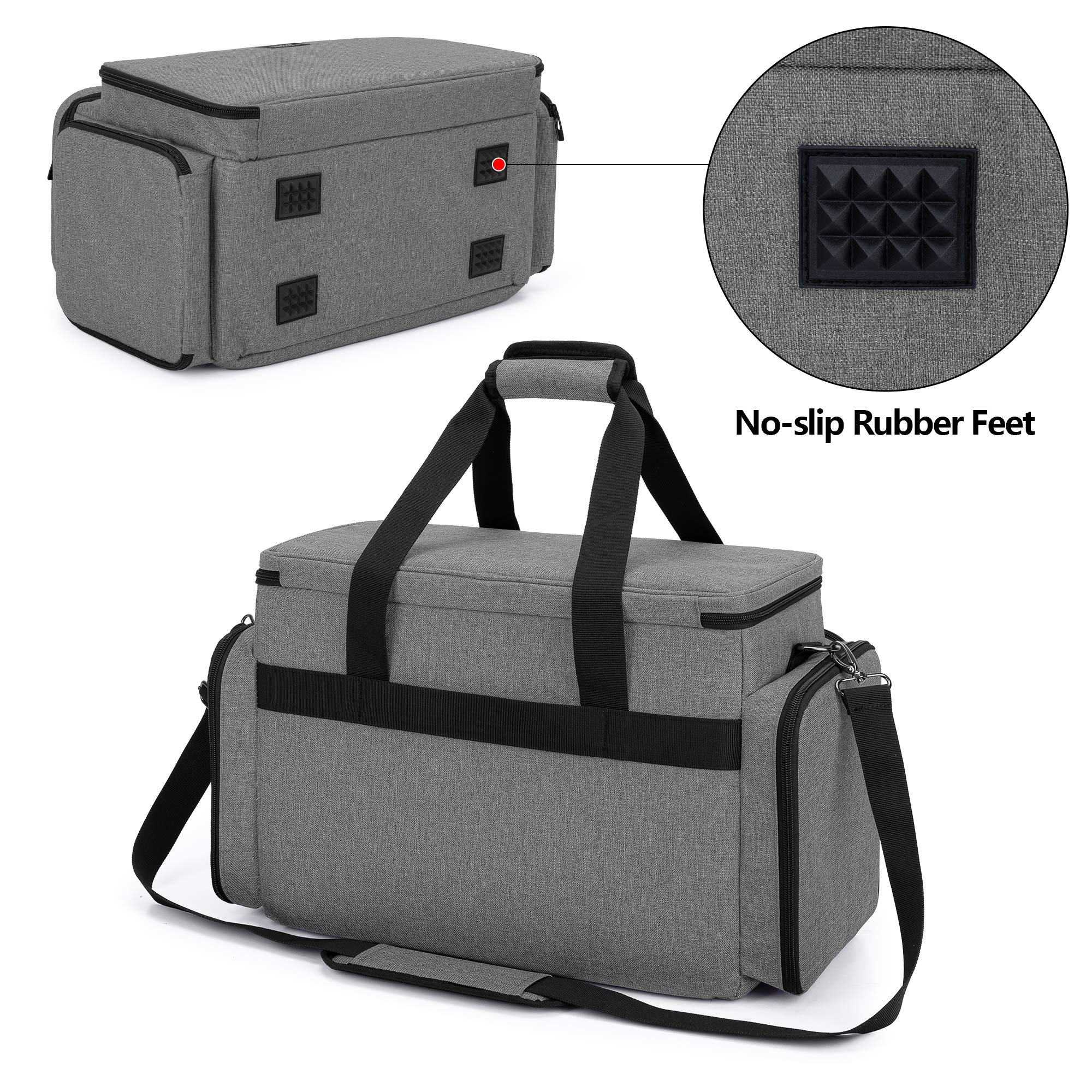 CURMIO Universal Sewing Machine Carrying Case - Travel Tote Bag with 2 Removable Transparent Zipper Pouches for Sewing Supplies, Fits Most Standard Sewing Machines (Gray, Patented Design) - Perfect for Home Use, Travel & Sewing Classes