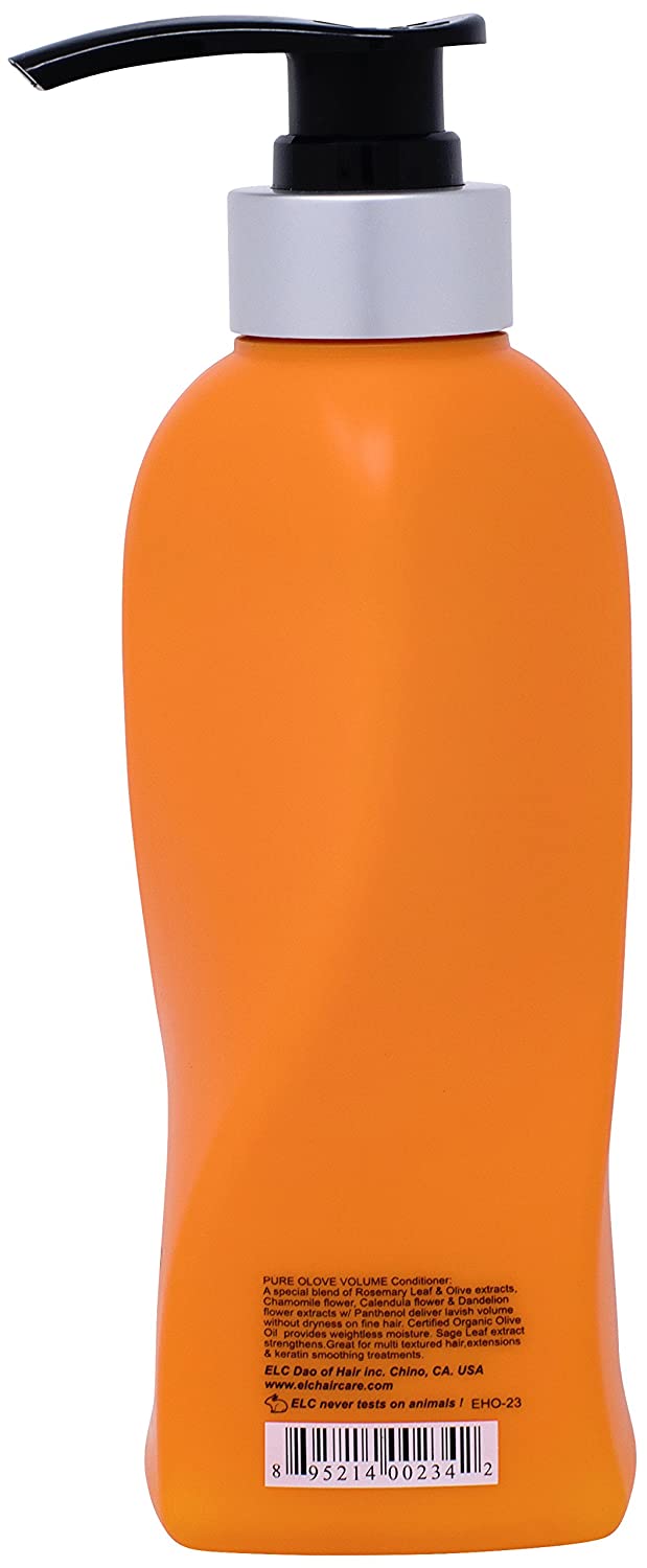 ELC Dao of Hair Pure Olive Volume Conditioner 33.8 oz (1 Liter) - Color Protecting, Thickening, Volumizing Hair Treatment for Fine, Thin Hair | Daily Lightweight Nourishing & Repairing Conditioner | Perfect for Damaged, Limp Hair & Color-Treated Locks
