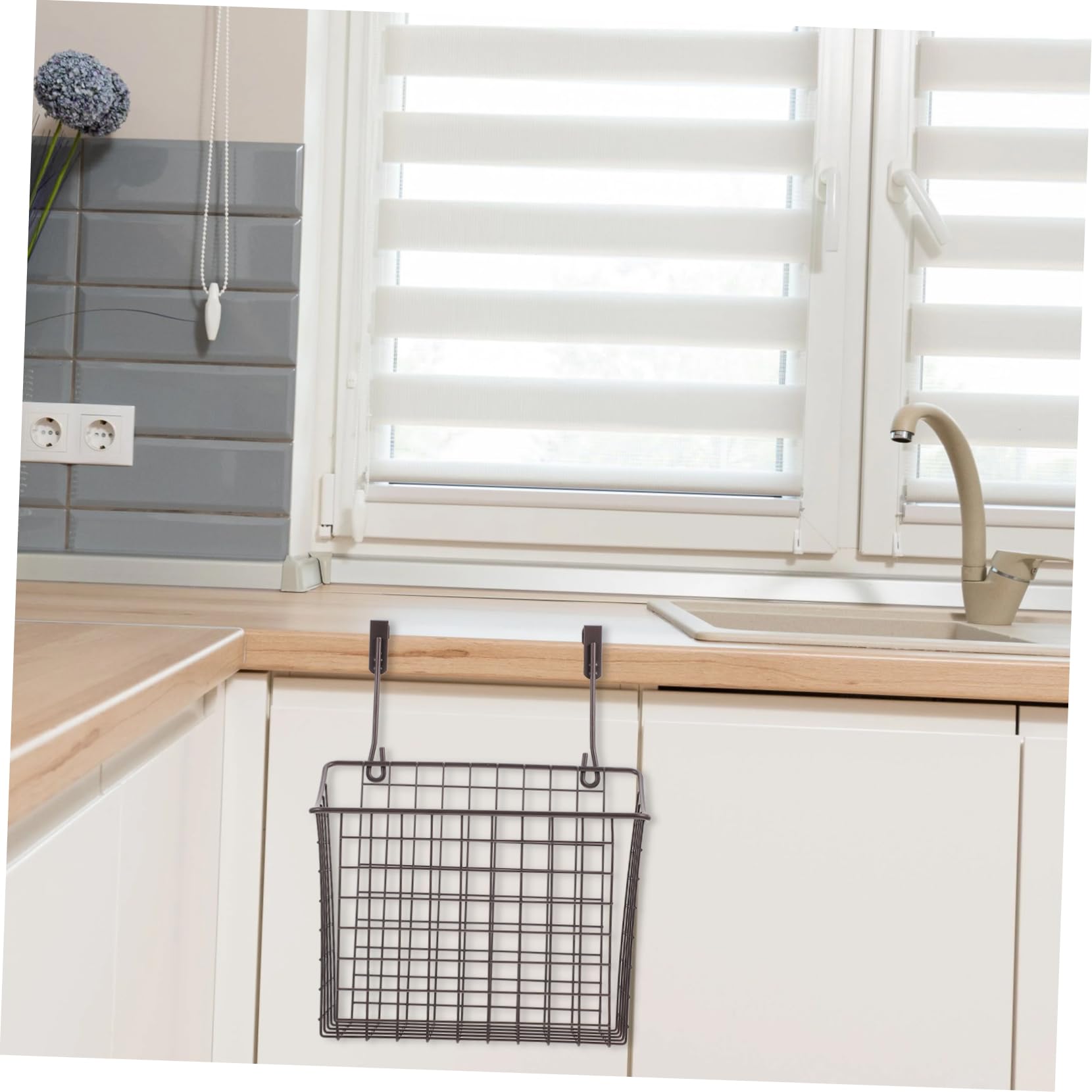 1pc Iron Wire Hanging Basket for Kitchen - Cabinet Door Storage Organizer for Food, Vegetables & Spices | Space-Saving Home Organization Solution for Pantry, Cupboard & Small Spaces