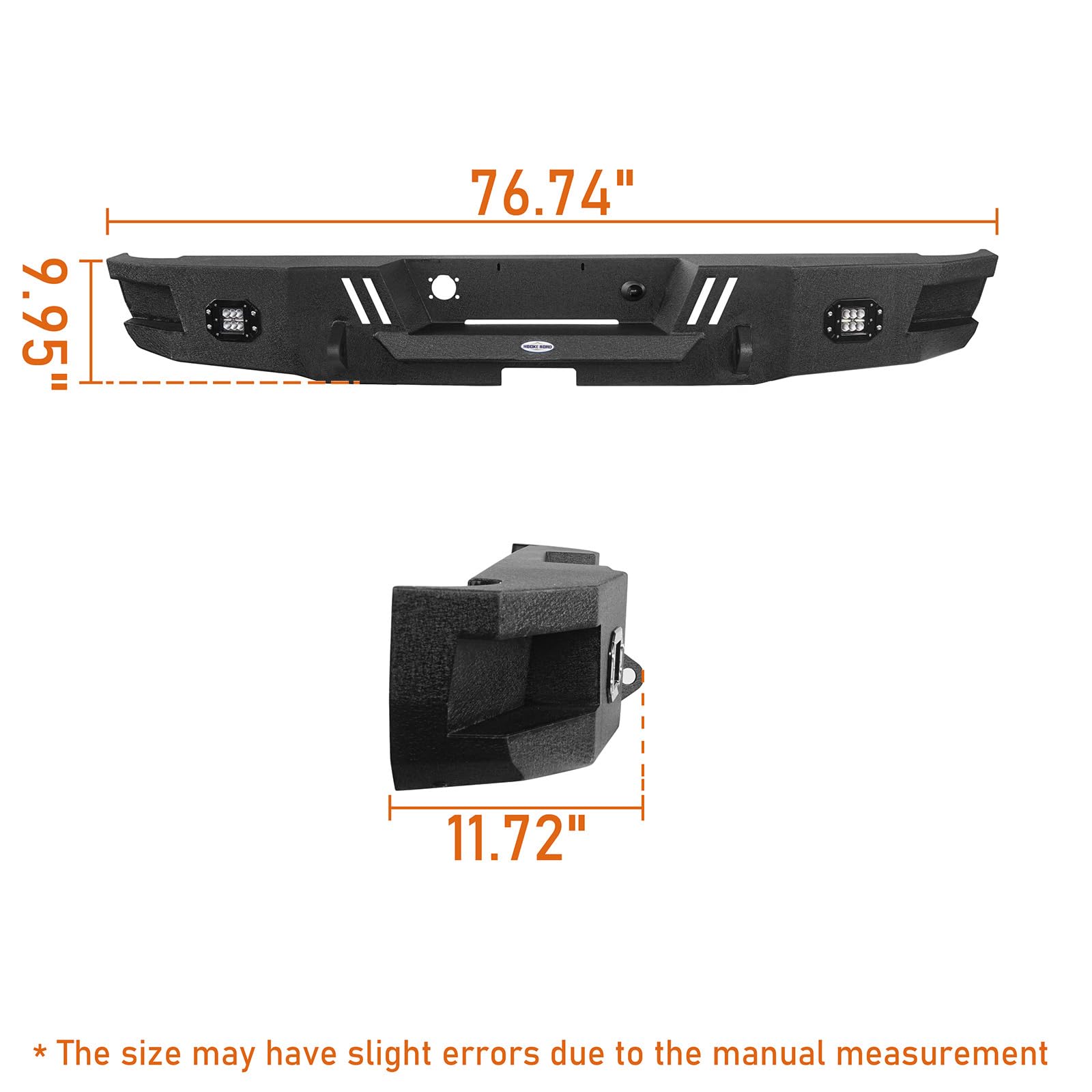 Hooke Road Heavy Duty Steel Rear Bumper for 2002-2008 Dodge Ram 1500 Pickup Truck - Durable Off-Road Protection & Towing Upgrade - Perfect for Off-Roading, Overlanding & Work Trucks