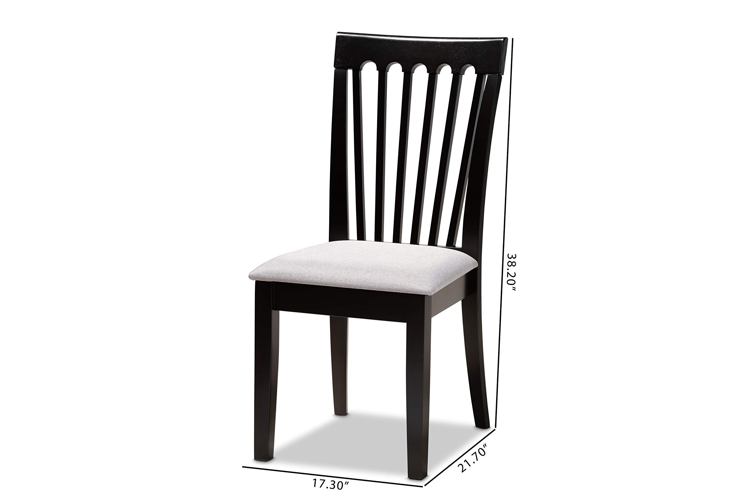 Baxton Studio Minette 2-Piece Dining Chair Set - Gray Fabric Upholstered Seats with Espresso Brown Wood Frame - Perfect for Kitchen, Dining Room & Small Space Decor