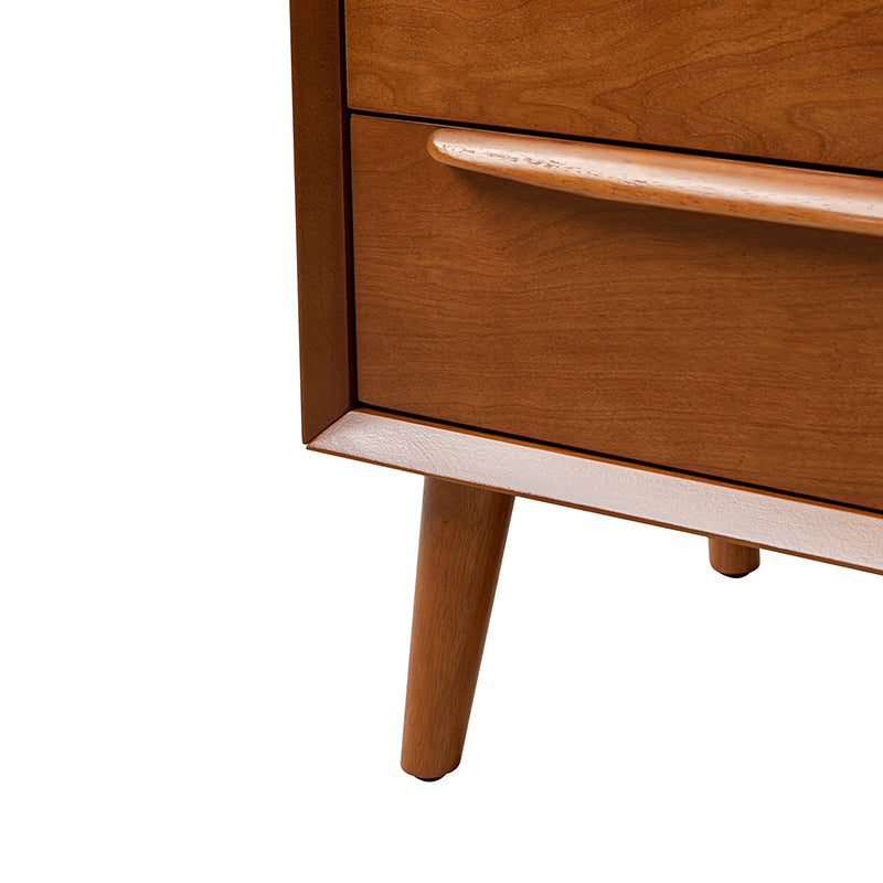 Mid Century Modern Nightstand with 2 Drawers & Built-in USB Outlets - Stylish Bedside Table for Bedroom, Living Room, or Office