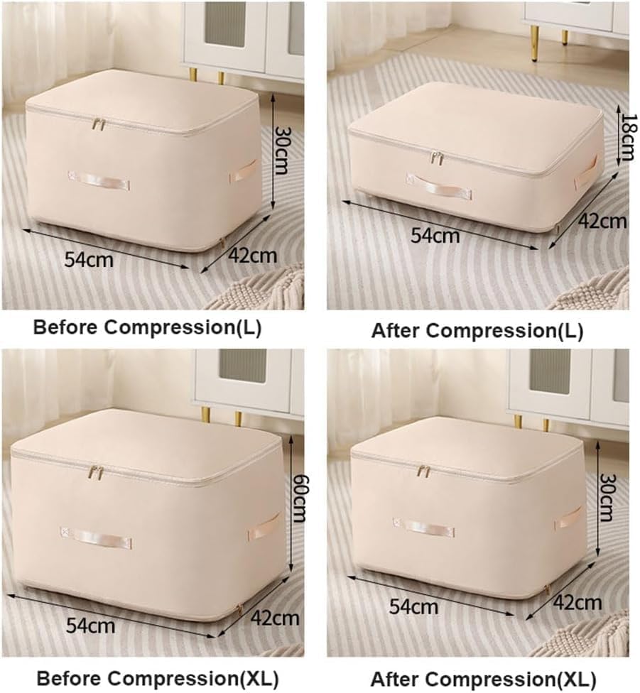 2024 Heavy Duty Self Compression Storage Bags - XL Space Saving Organizer for Moving, Comforters, Clothes & Blankets (Grey) | Perfect for Home Organization, Travel & Seasonal Storage