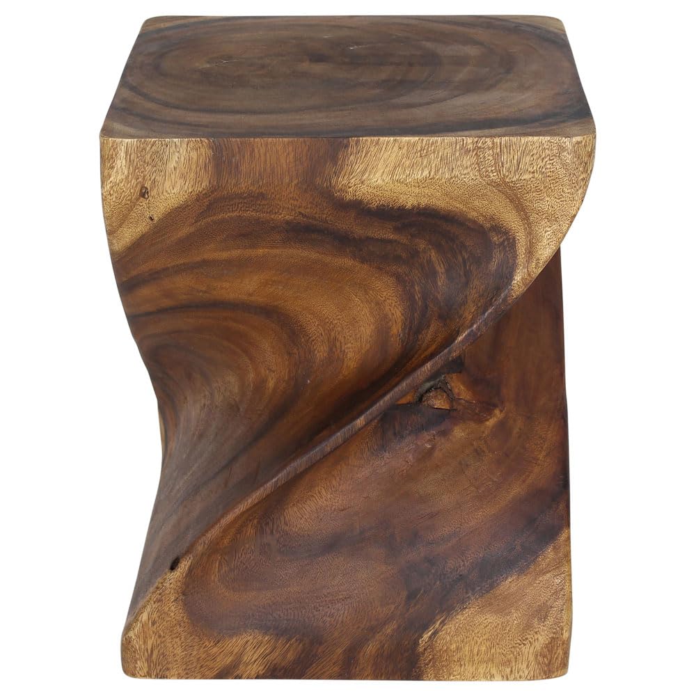 Haussmann® 16x16x20 Inch Walnut Wood Big Twist Coffee Table with Oil Finish - Perfect for Living Room, Lounge, and Modern Home Decor