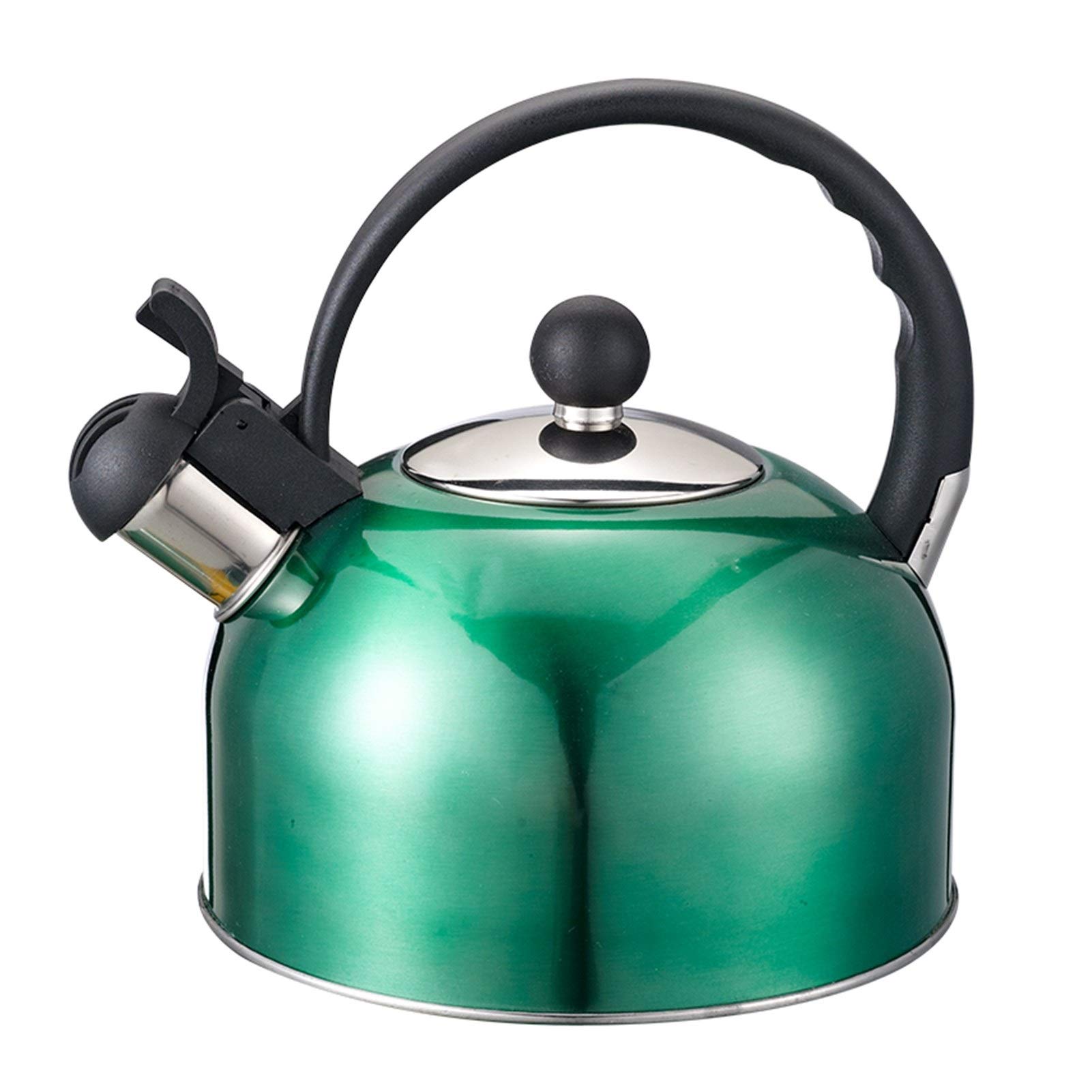 2.2L Stainless Steel Whistling Tea Kettle for Gas Stove - Green - Perfect for Home, Camping & Outdoor Use