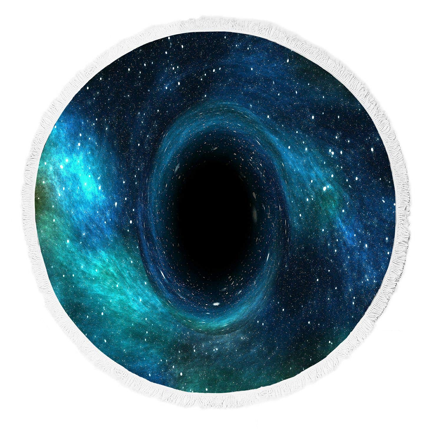 ABPHQTO Black Hole Star Field Outer Space Round Beach Blanket with Tassels - Waterproof Picnic Blanket, Yoga Mat Cover, Outdoor Camping Throw for Beach, Park, and Backyard Gatherings