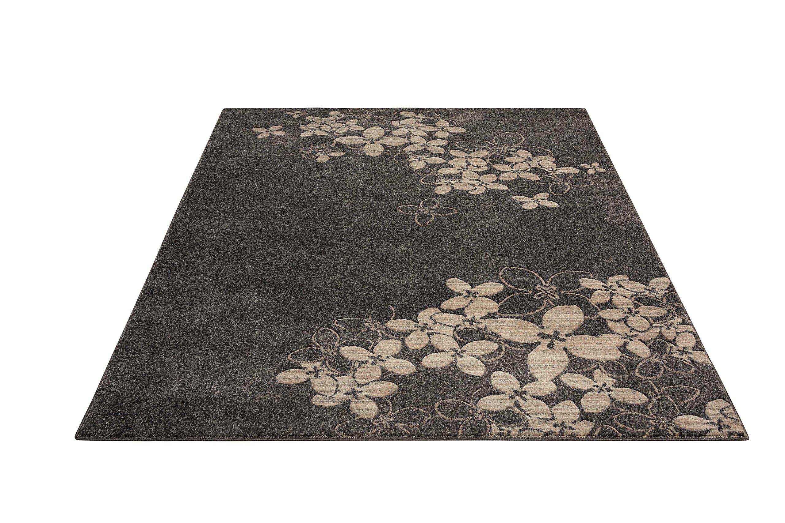 Nourison Maxell Contemporary Charcoal 4x6 Area Rug - Easy Clean, Non-Shedding, Stain Resistant - Perfect for Bedroom, Living Room, Dining Room & Kitchen - Soft & Durable Home Decor