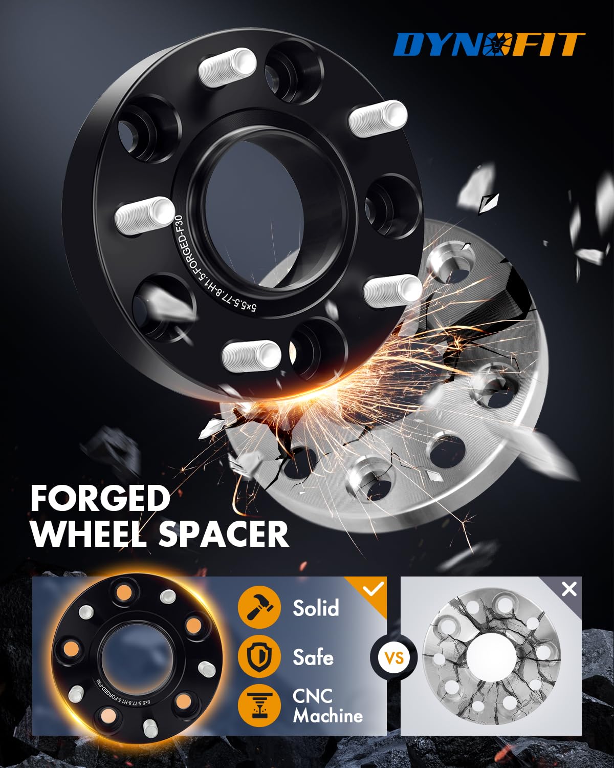Dynofit 1.5 Inch 5x5.5 Wheel Spacers (4-Pack) - Hub Centric 77.8mm Forged Spacers with 9/16-18 Thread Pitch - Compatible with 2002-2010 Ram 1500, 2005-2011 Dodge Dakota & 2004-2009 Durango - Perfect for Off-Roading, Lifted Trucks & Custom Wheel Fitment