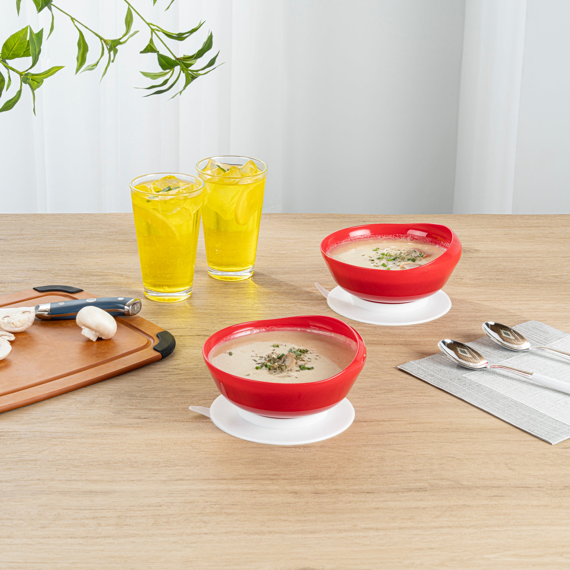 Adapt Tek 19 oz Spillproof Red Plastic Scoop Bowl with Suction Base - 5.75 x 5.75 x 3 Inches - Perfect for Baby Feeding, Pet Food, and Kitchen Storage (1 Count)