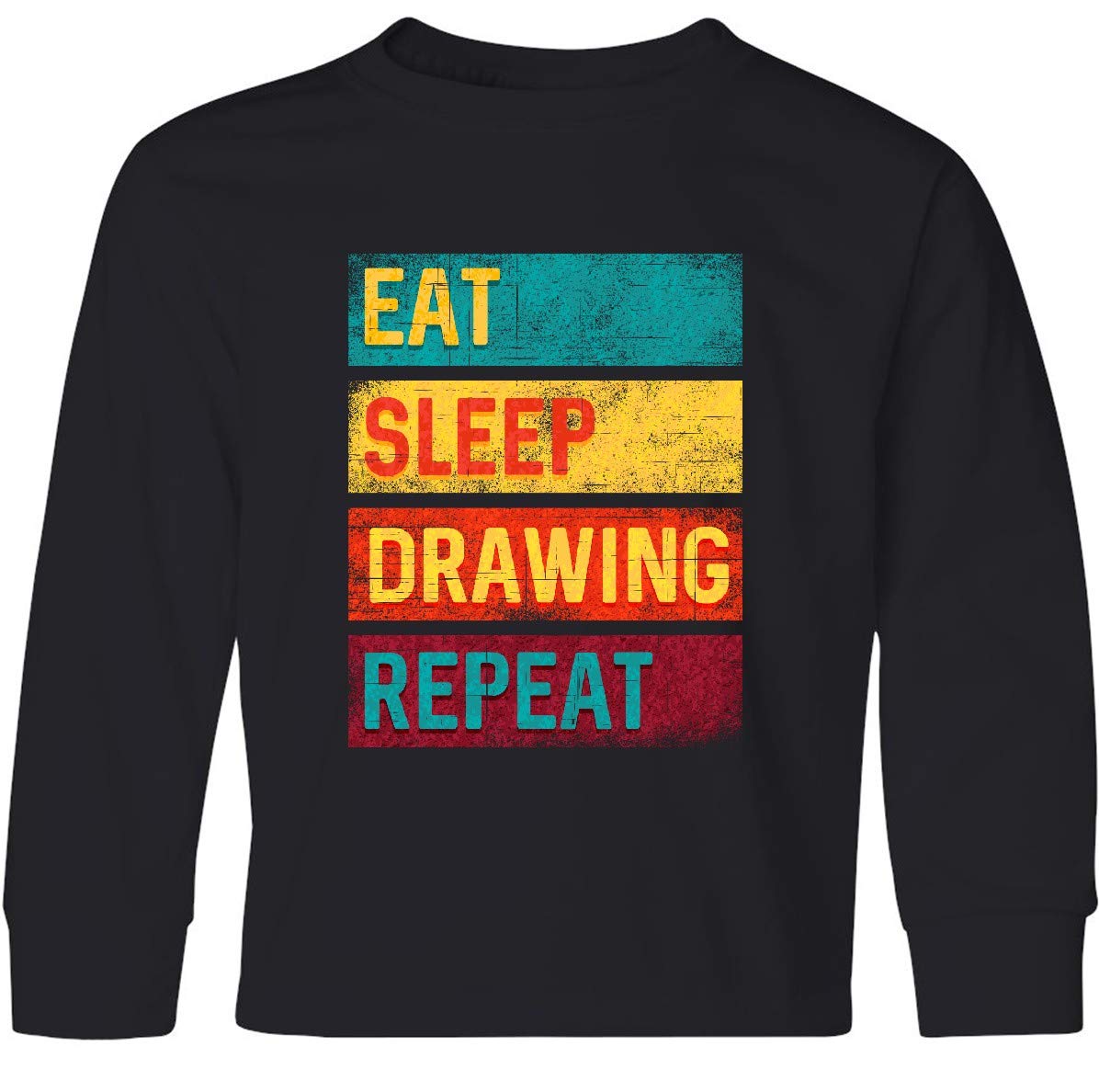 Inktastic Artist Eat Sleep Drawing Repeat Youth Long Sleeve T-Shirt - Comfortable Graphic Tee for Art Lovers & Creative Teens - Perfect for School, Gifts & Casual Wear