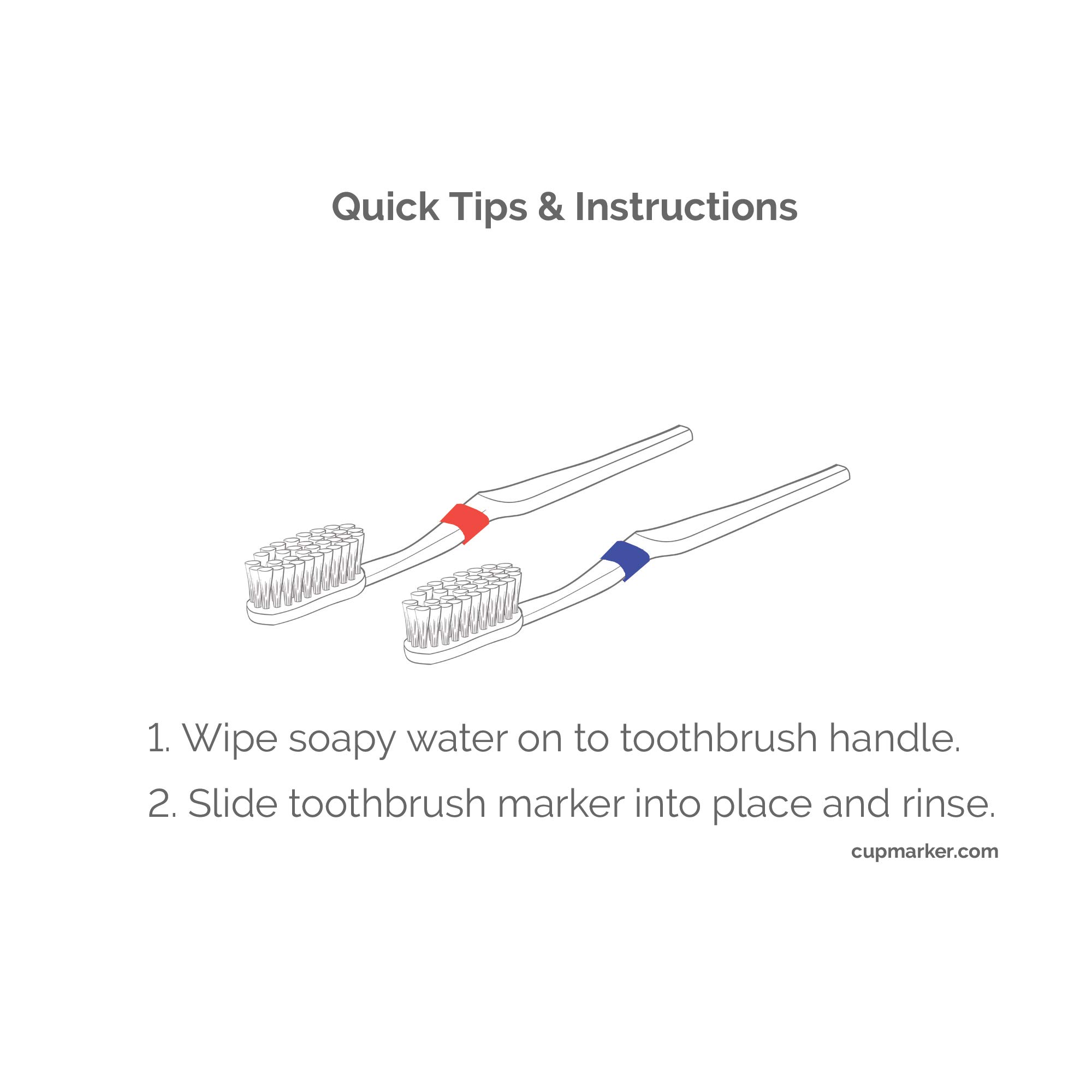 CUPmarker Reusable Toothbrush Labels - 6 Pack Adjustable Toothbrush Markers for Standard Toothbrushes | Perfect for Family, Travel & Kids' Toothbrush Identification