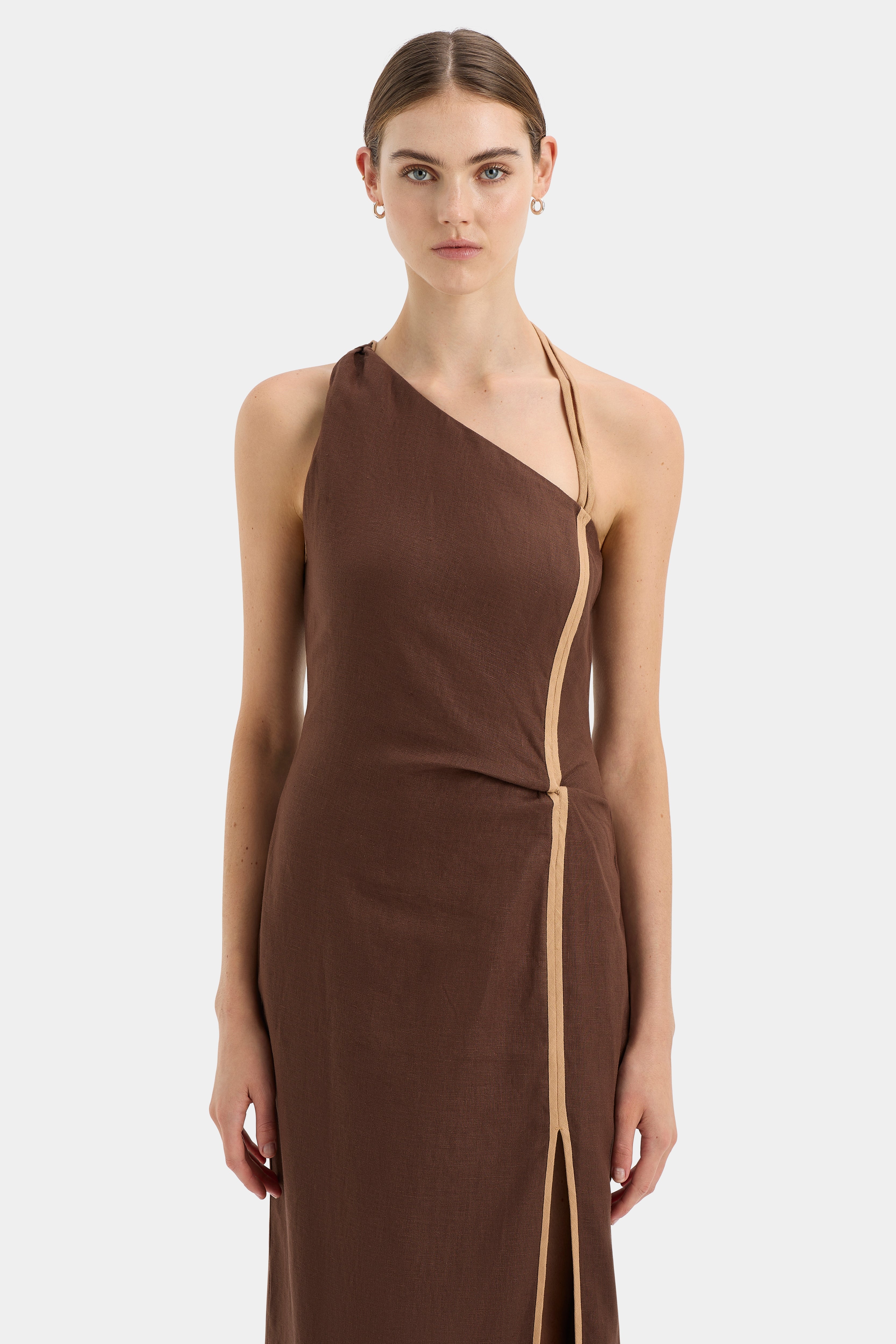 Affogato Asymmetric Dress for Women - Elegant Flowy Midi Dress with Unique Asymmetrical Hem | Perfect for Date Night, Cocktail Parties & Special Occasions