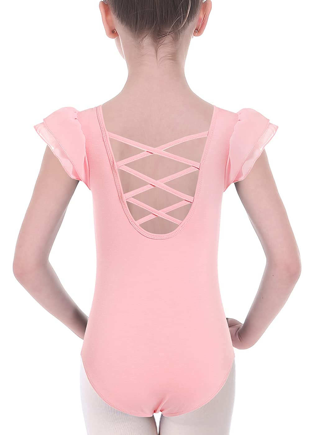 MERIABNY Girls Ballet Leotard with Ruffle Sleeves - Dance Outfits for Ballet, Gymnastics & Performance (Ages 3-9) - Perfect for Recitals, Classes & Dance Competitions