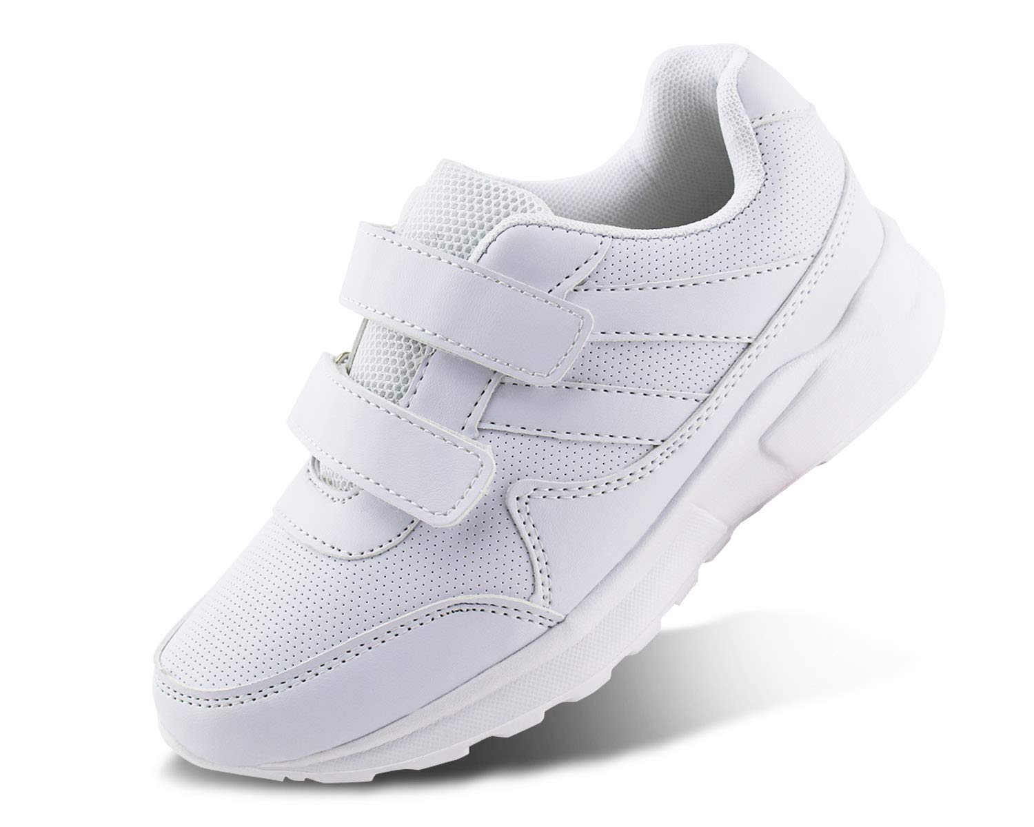 JABASIC Kids Black & White Hook and Loop School Uniform Sneakers - Comfortable Shoes for Boys & Girls - Perfect for School, Playground & Daily Wear