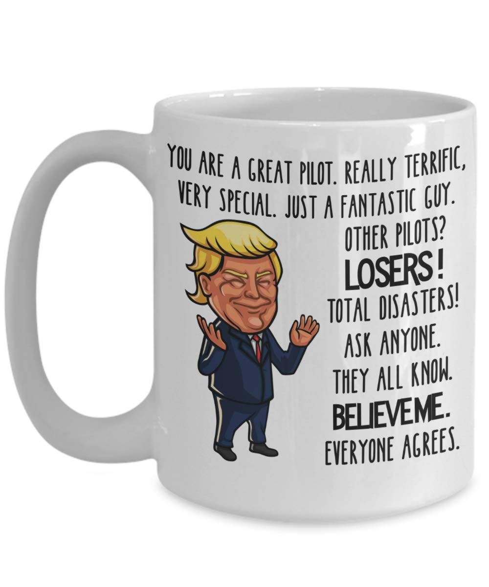 Funny Donald Trump Pilot Coffee Mug - Gift for Aviators, Men & Women - MAGA Themed Ceramic Cup - Perfect Birthday Present for Pilots & Aviation Enthusiasts - Great for Office Use, Home Decor & Aviation Themed Parties
