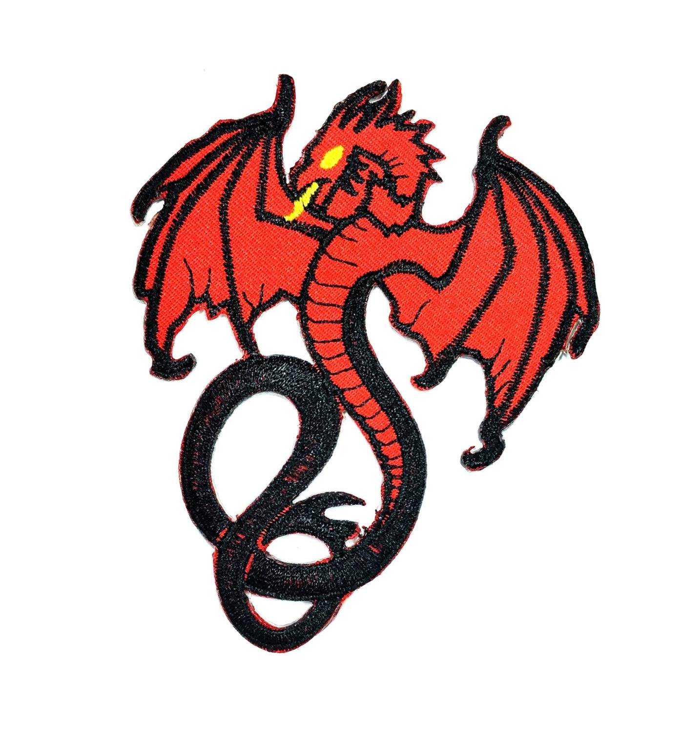 Red Dragon Wing Cartoon Embroidery Patch - Fantasy Chinese Dragon Lucky Animal Iron On/Sew On Badge for Jeans, Jackets, Polo Shirts & Backpacks | DIY Clothing Accessories for Cosplay, Fashion & Gifts