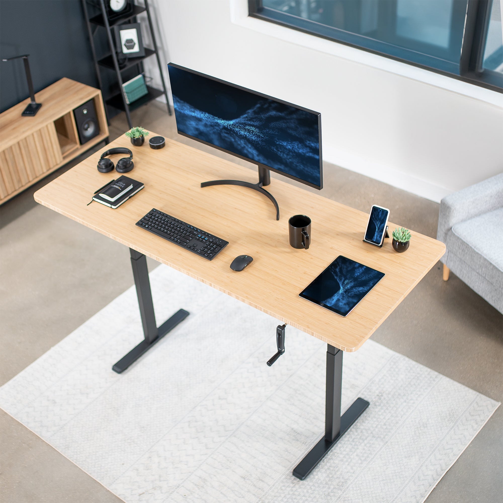 Electric Standing Desk Frame with Crank Handle - Adjustable Height for Home & Office Workspace - Perfect for Ergonomic Workstations and Study Desks