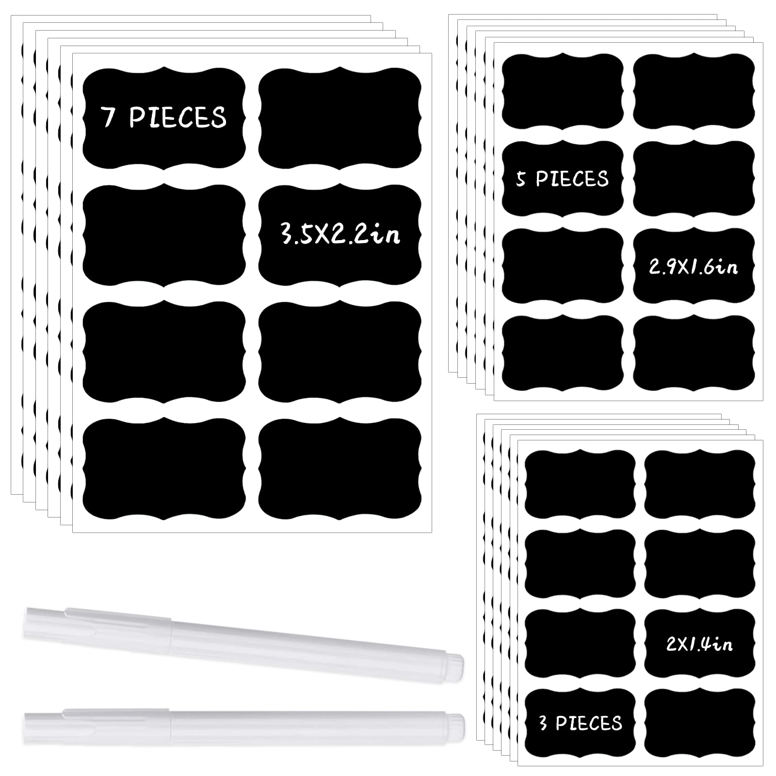 120 Pcs Waterproof Reusable Chalkboard Labels for Mason Jars & Storage Bins - Includes 2 Liquid Chalk Markers - Perfect for Pantry Organization, Party Decorations & Wedding Favors - DIY Home, Kitchen & Office Labeling Solution