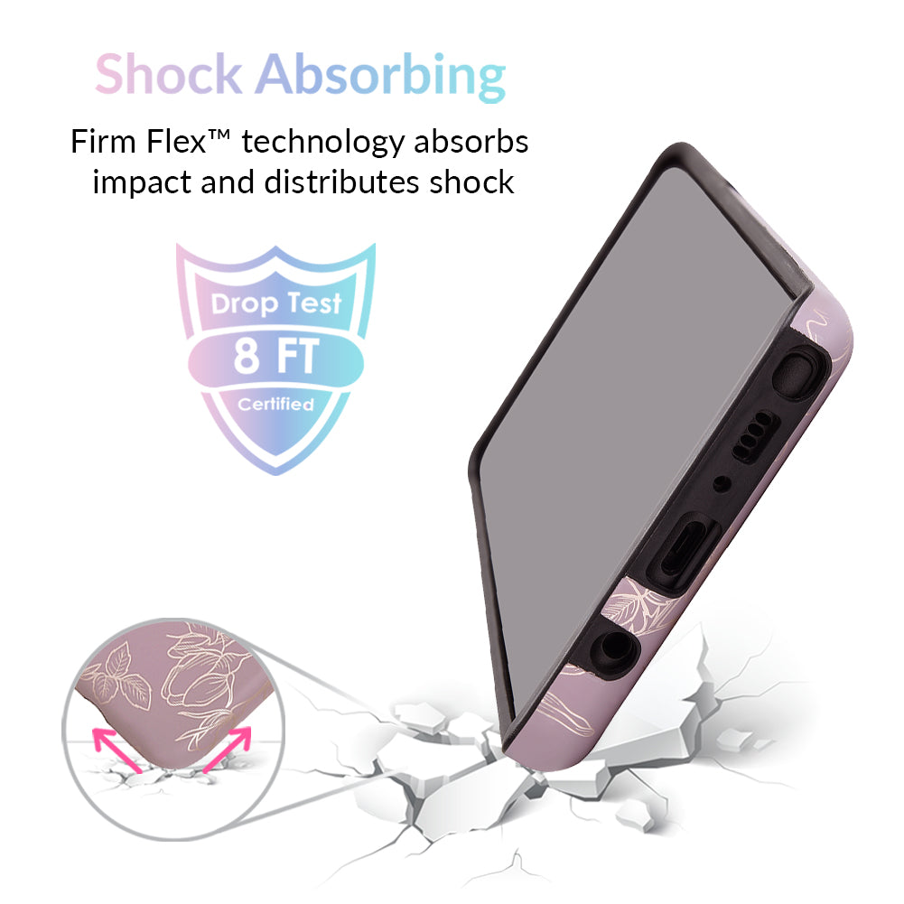 Dusty Rose Chrome Floral Samsung Galaxy Phone Case - Elegant Protective Cover for Galaxy S23/S22/S21/S20 - Perfect for Daily Use, Work & Special Occasions