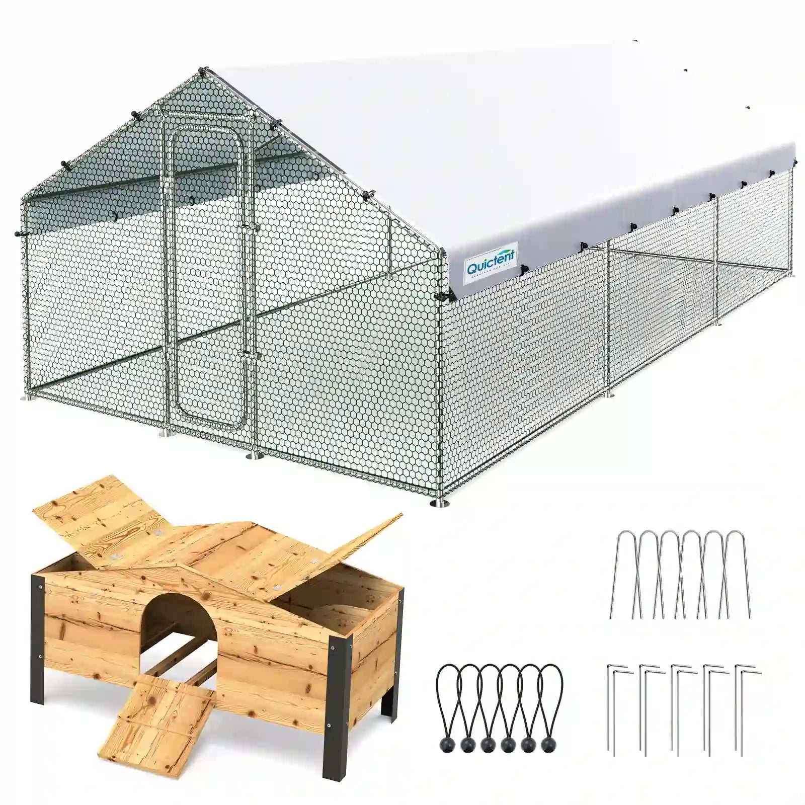 Large Metal Chicken Coop Run - Durable Outdoor Poultry Pen for Hens & Roosters - Perfect for Backyard Farming & Free Range Chicken Keeping