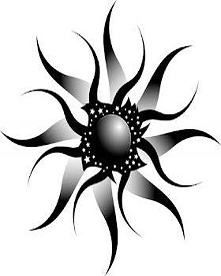 Simply Inked Dark Sunshine Semi-Permanent Tattoo - Waterproof Fake Tattoo Sticker for Women, Men, Girls & Boys (2x2 Inch, Black, 2g) - Perfect for Parties, Festivals & Temporary Body Art