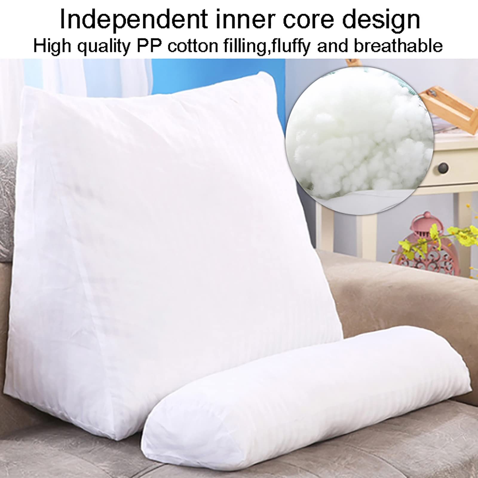 Triangular Backrest Positioning Pillow - Comfortable Wedge Pillow for Reading, Watching TV & Relaxing in Bed | Supportive PP Cotton Filling | Perfect for Back Pain Relief, Gaming & Lounge Activities