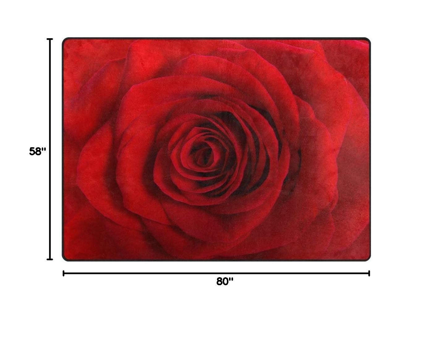 ALAZA Romantic Red Rose Floral Area Rug - 7' x 5' Soft Non-Slip Carpet for Living Room, Bedroom, Dorm Decor | Perfect for Valentine's Day Gift, Anniversary & Home Decoration