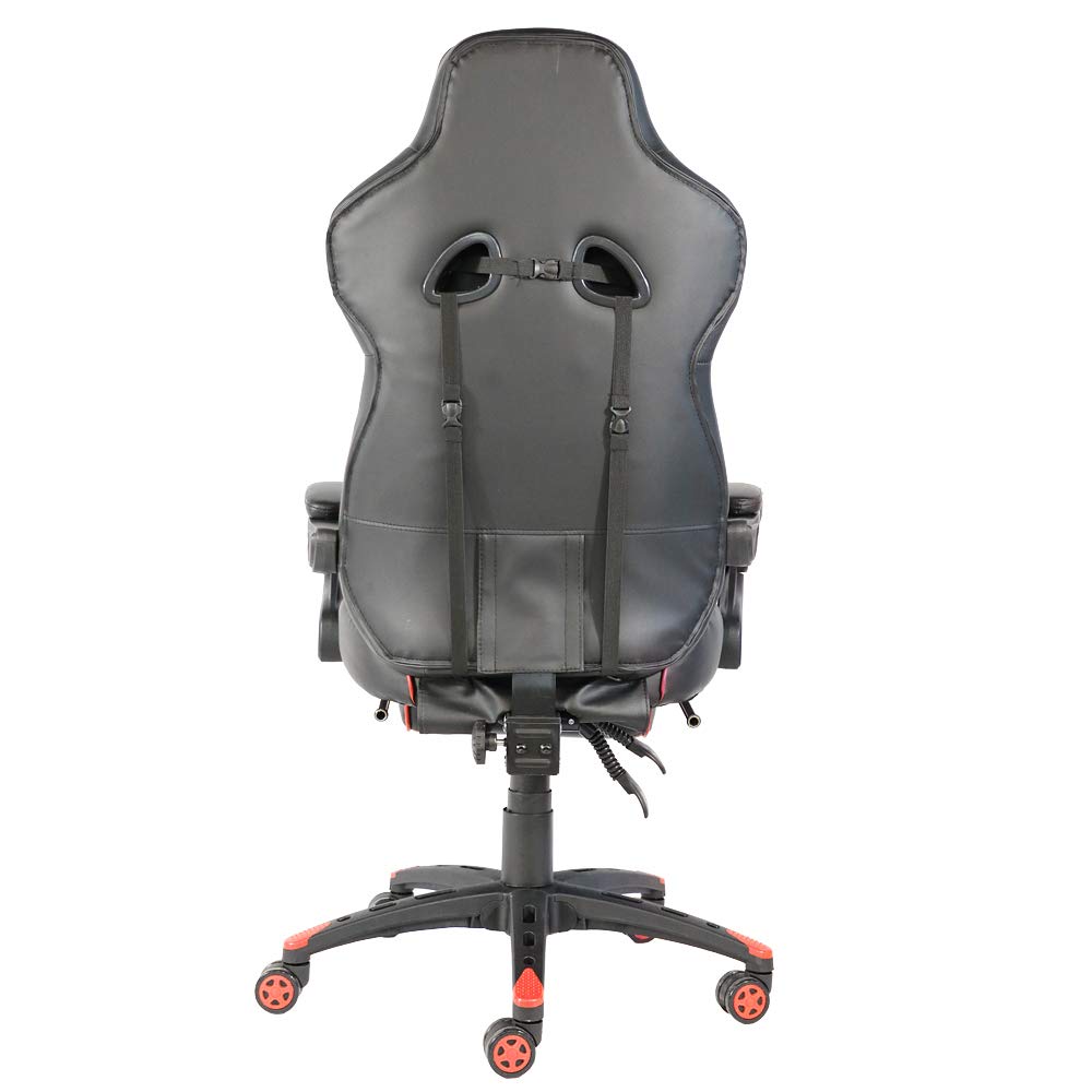 Goujxcy Racing Gaming Chair - Ergonomic High-Back C-Type Foldable Nylon Footrest Computer Desk Office Chair for PC Gaming, Work & Home Use