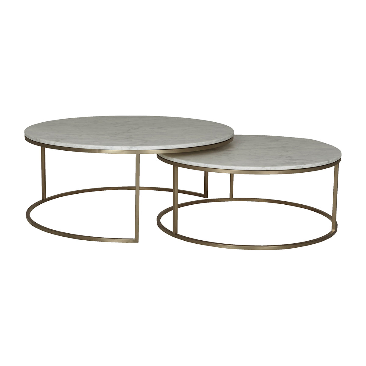 Elle Round Marble Nest Coffee Table - Modern Living Room Centerpiece for Small Spaces, Home Decor Accent Table with Storage Shelf
